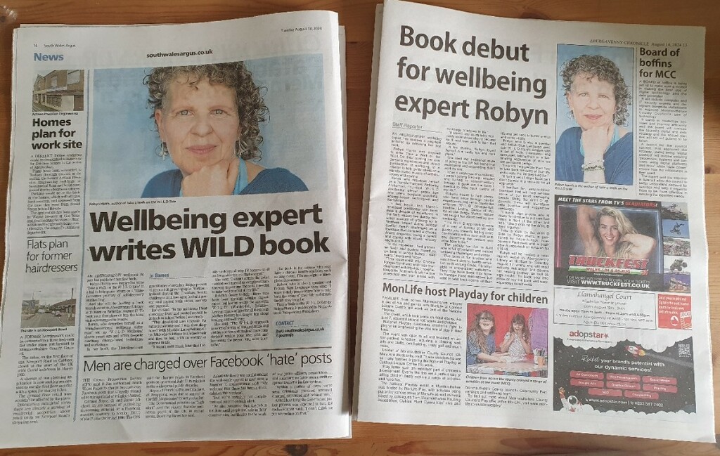 Local press coverage for Robyn's book, Take a Walk on the W·I·L·D® Side - South Wales Argus & The Abergavenny Chronicle