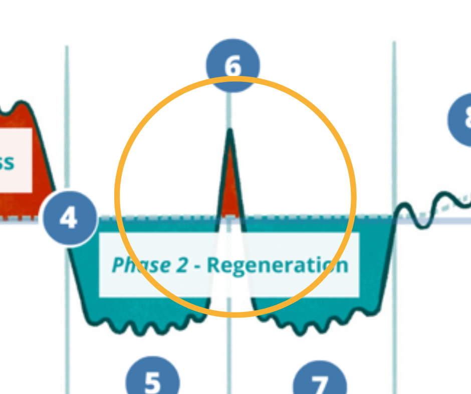 diagram illustrating where the healing peak appears in the dis-ease process